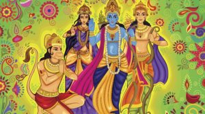 Indian God Rama with Laxman and Sita for Dussehra festival